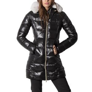 No Zone Puffer Jacket Shiny Nylon Winter Women Black Jackets & Coats